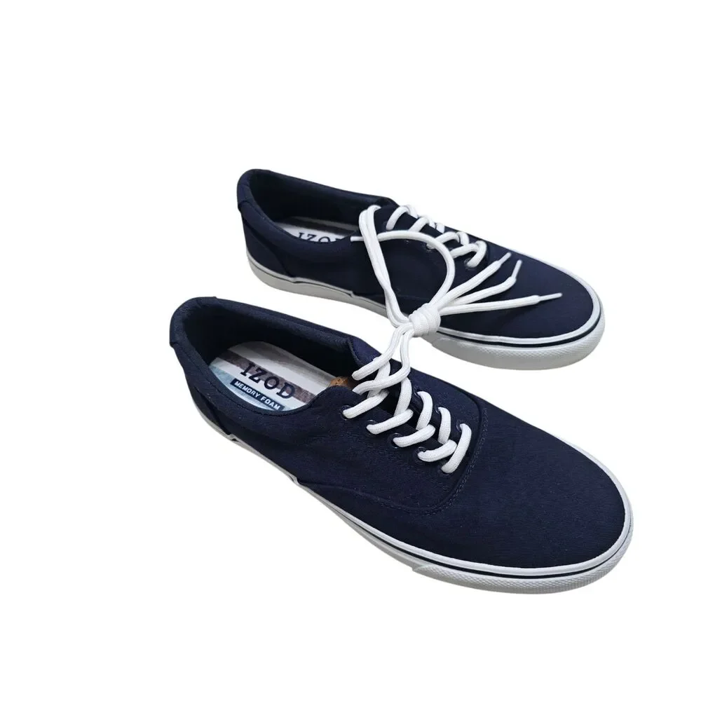 IZOD Men's Rangley Canvas Memory Foam Lace Up Sneaker Navy 8